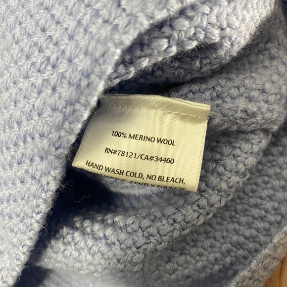 Eileen Fisher Sweater Medium Lavender Blue V-Neck Long Sleeve Knit Merino Wool - Picture 7 of 9